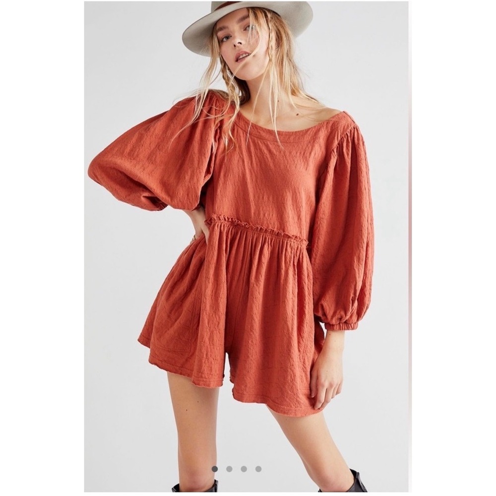 Free People Beach Beyond Obsessed Romper babydoll Balloon Sleeve Medium